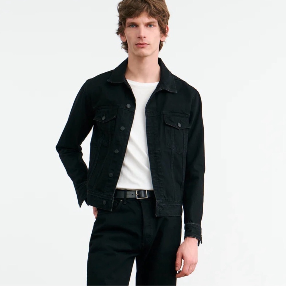 NILI LOTAN black denim jacket with stretch, size small